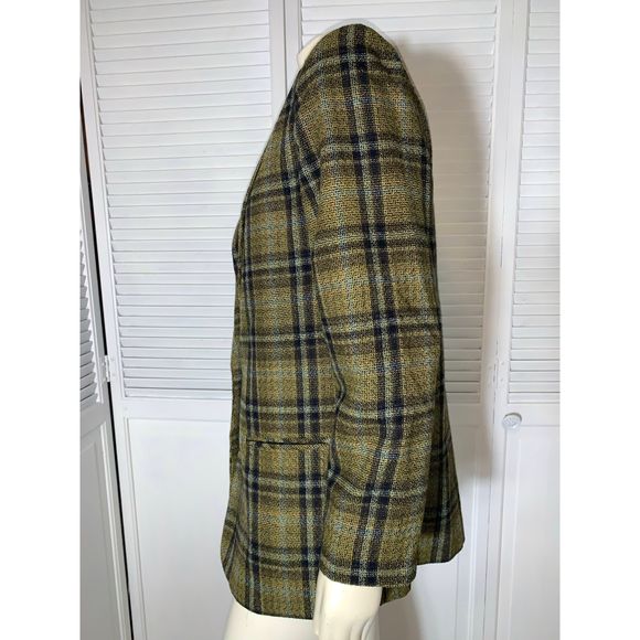 Vintage Plaid Wool Oversized Blazer Size 14 - Picture 7 of 11